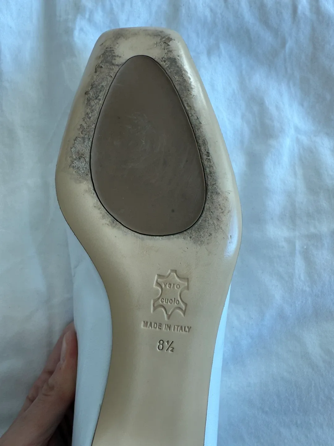 White Italian Leather Heels - Size 8.5 image indicator(5)