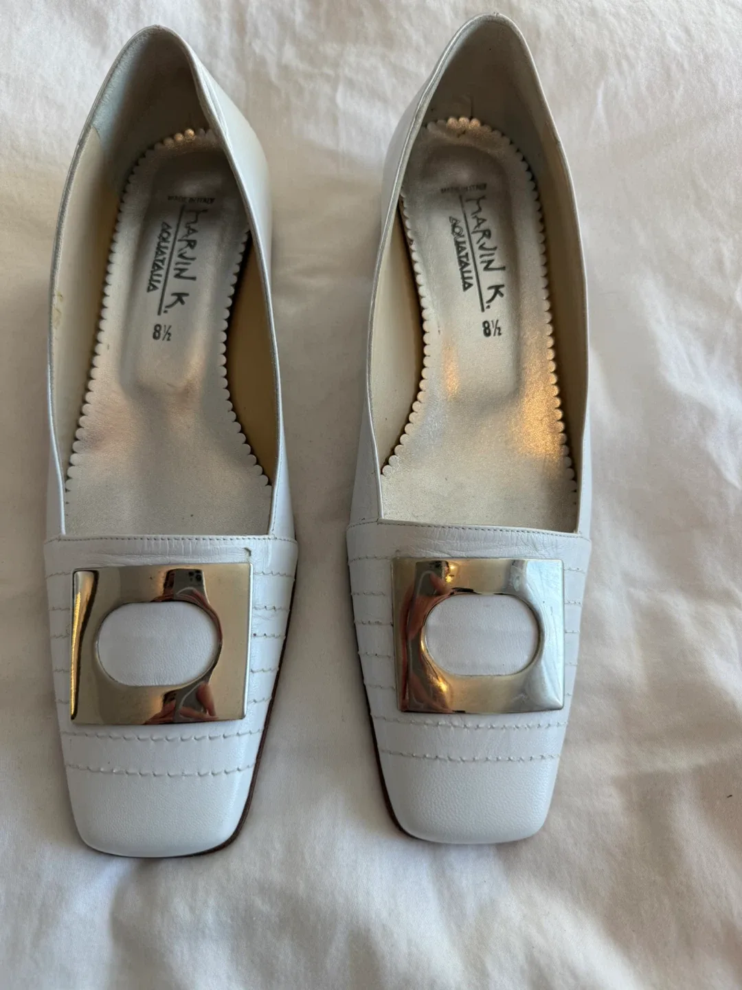 White Italian Leather Heels - Size 8.5 image indicator(2)