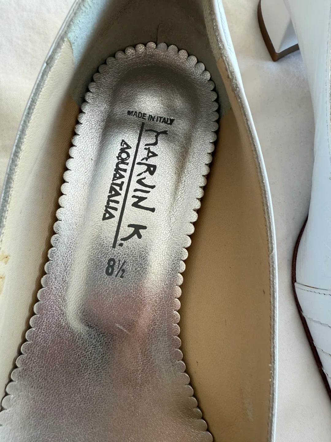White Italian Leather Heels - Size 8.5 image indicator(4)