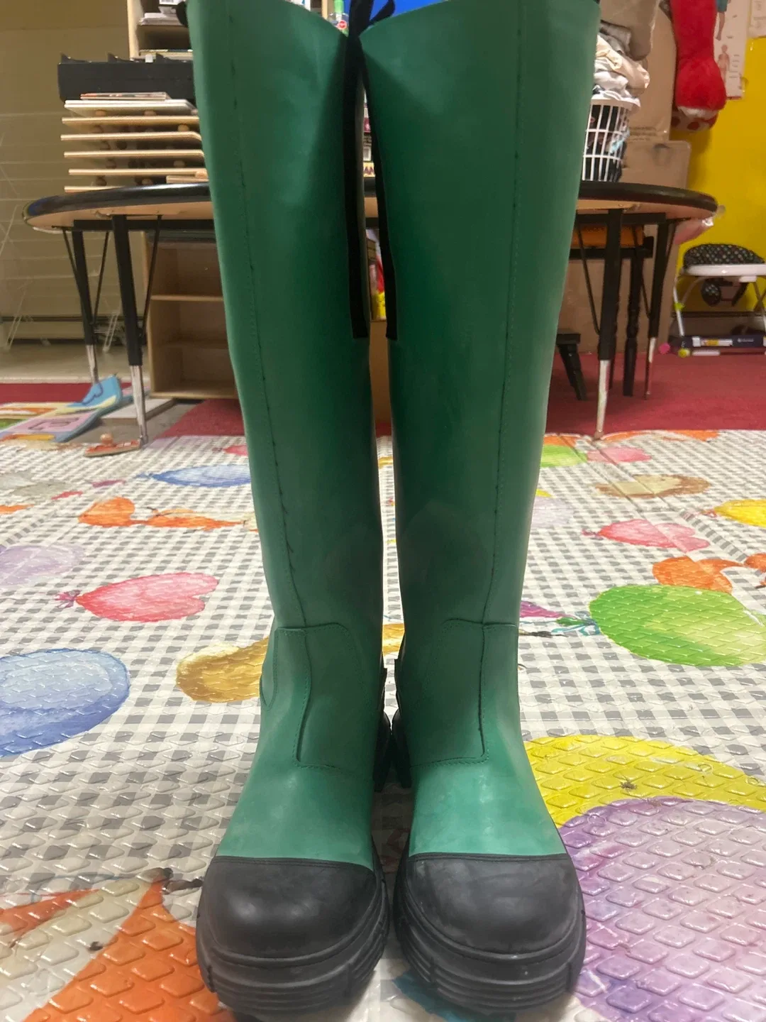 Ganni Green Rubber Rain  Boots thumbnail