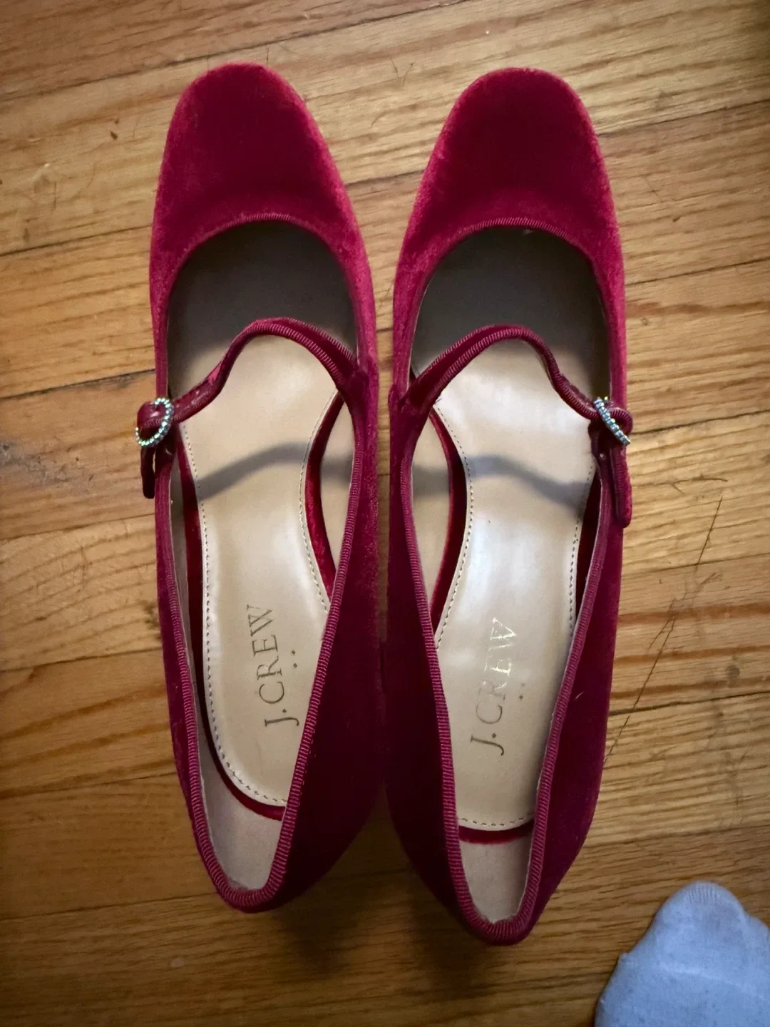 J.Crew Velvet Mary Jane Heels - Size 8.5