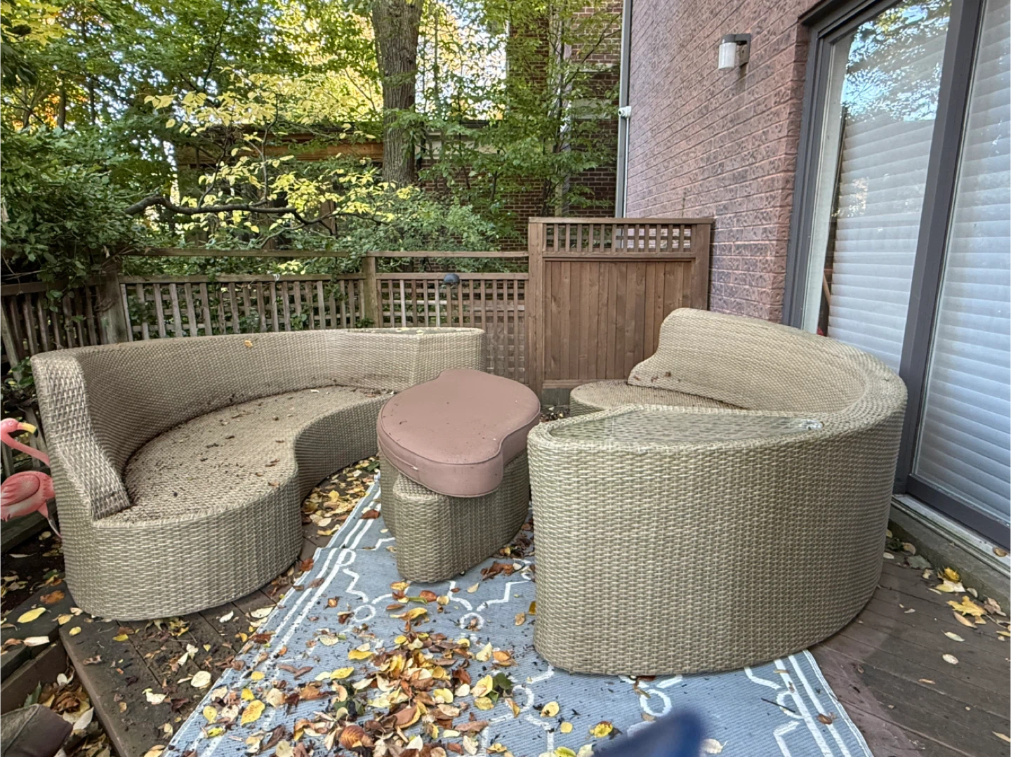Wicker Outdoor Patio Set - Sofa, Chairs, Ottoman