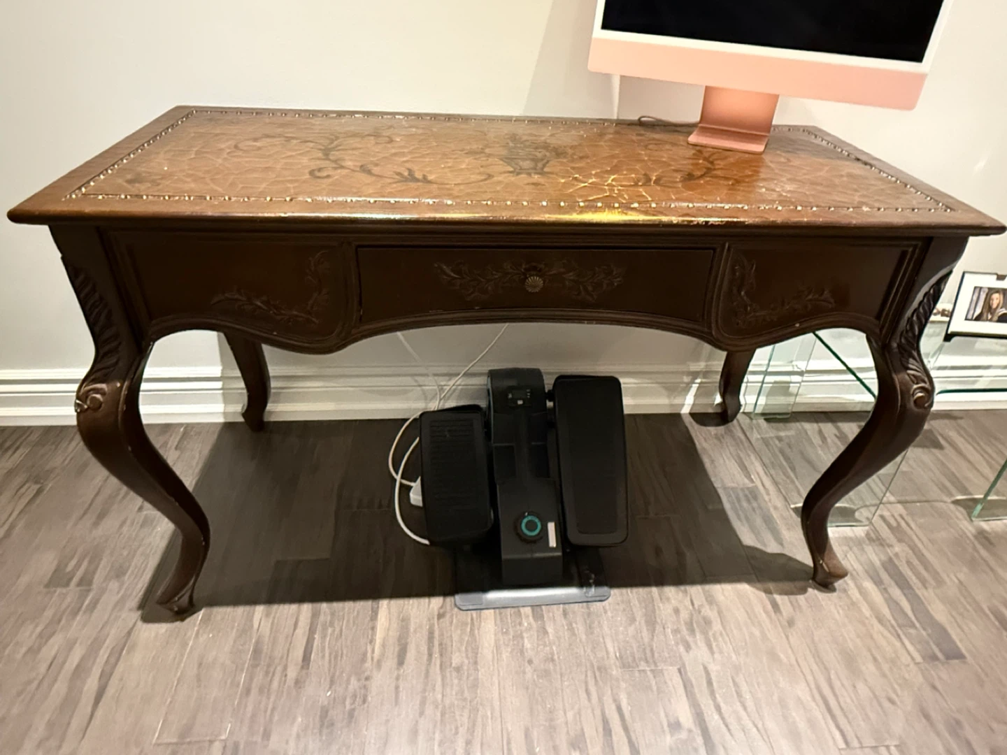Vintage Brown Leather Top Desk