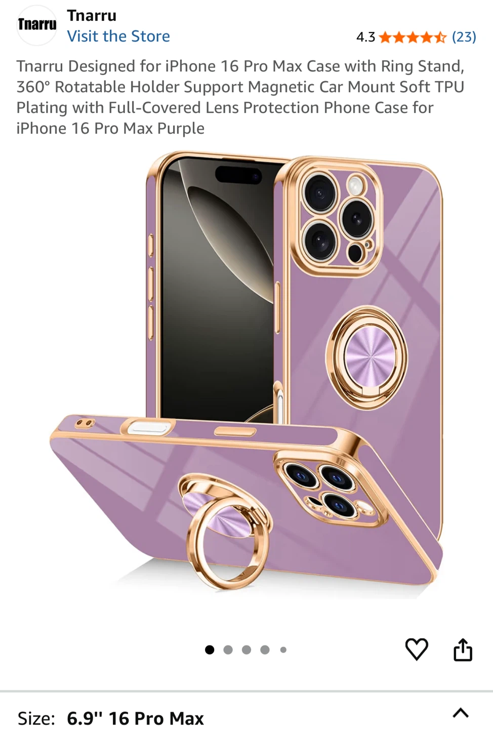 Tnarru iPhone 16 Pro Max Case - Lavender