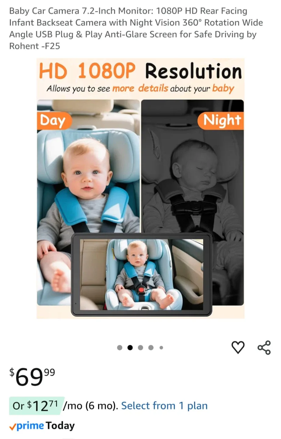 Rohent Baby Car Camera 7.2-Inch Monitor image indicator(4)