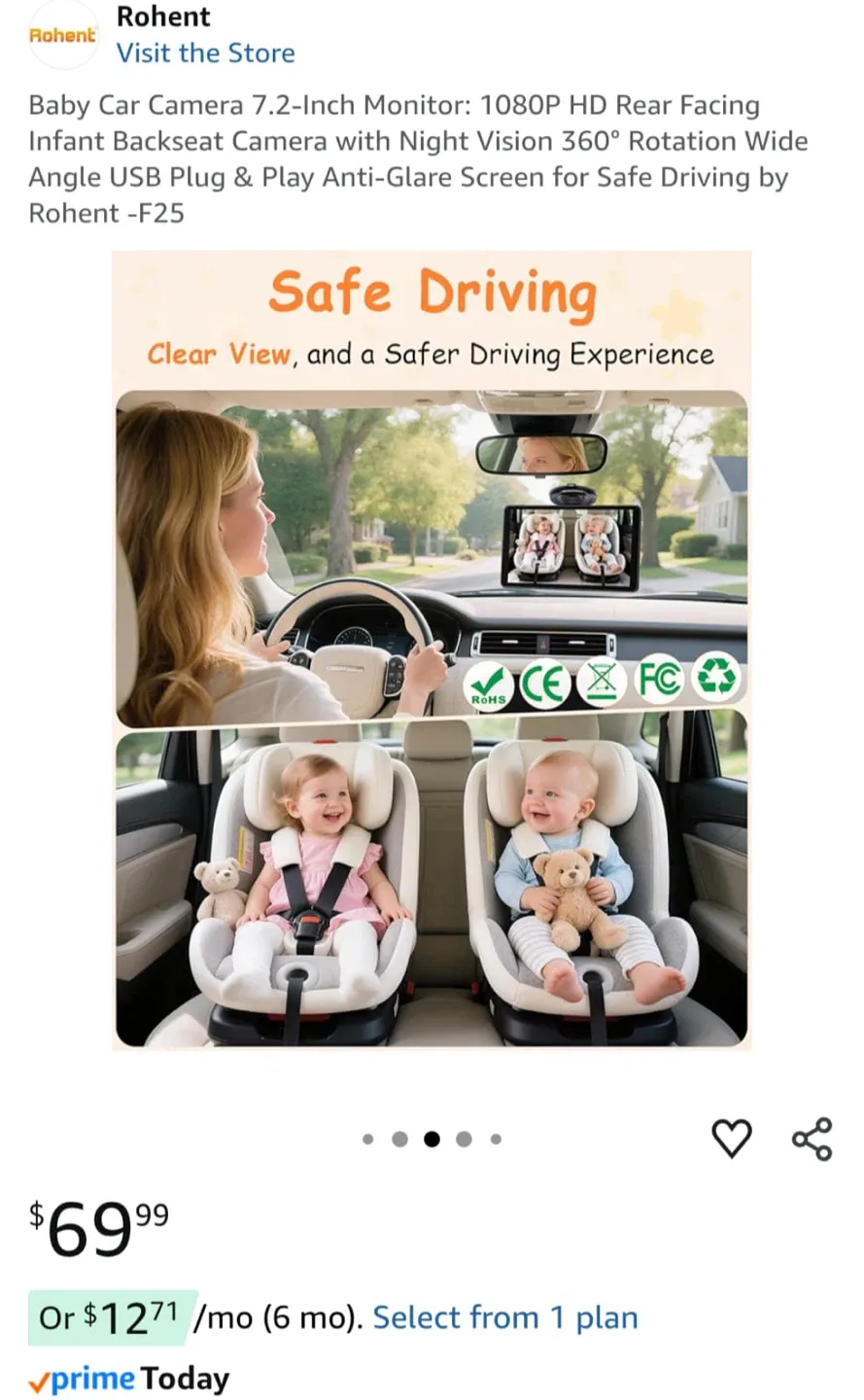 Rohent Baby Car Camera 7.2-Inch Monitor image indicator(2)