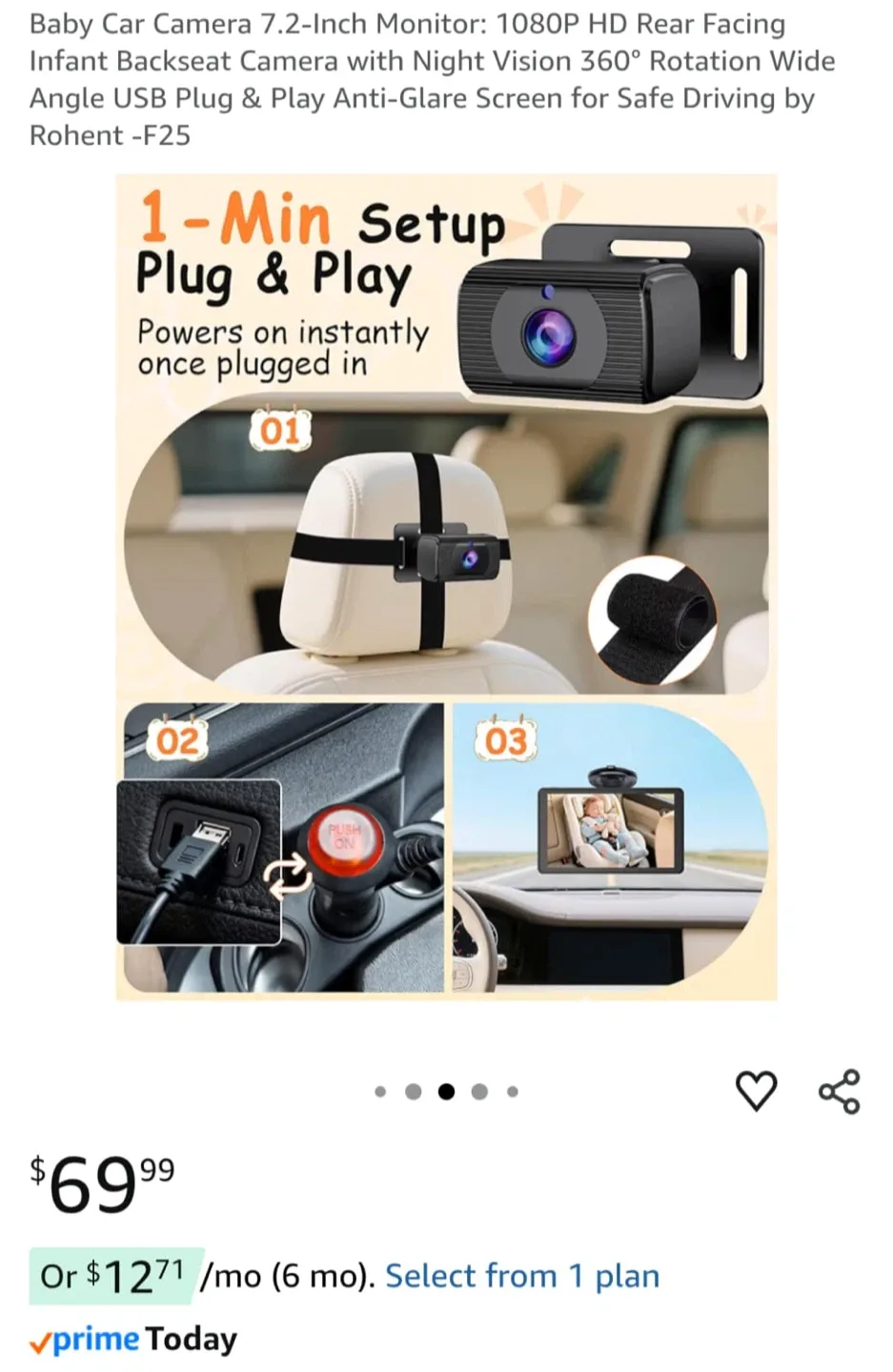 Rohent Baby Car Camera 7.2-Inch Monitor image indicator(3)