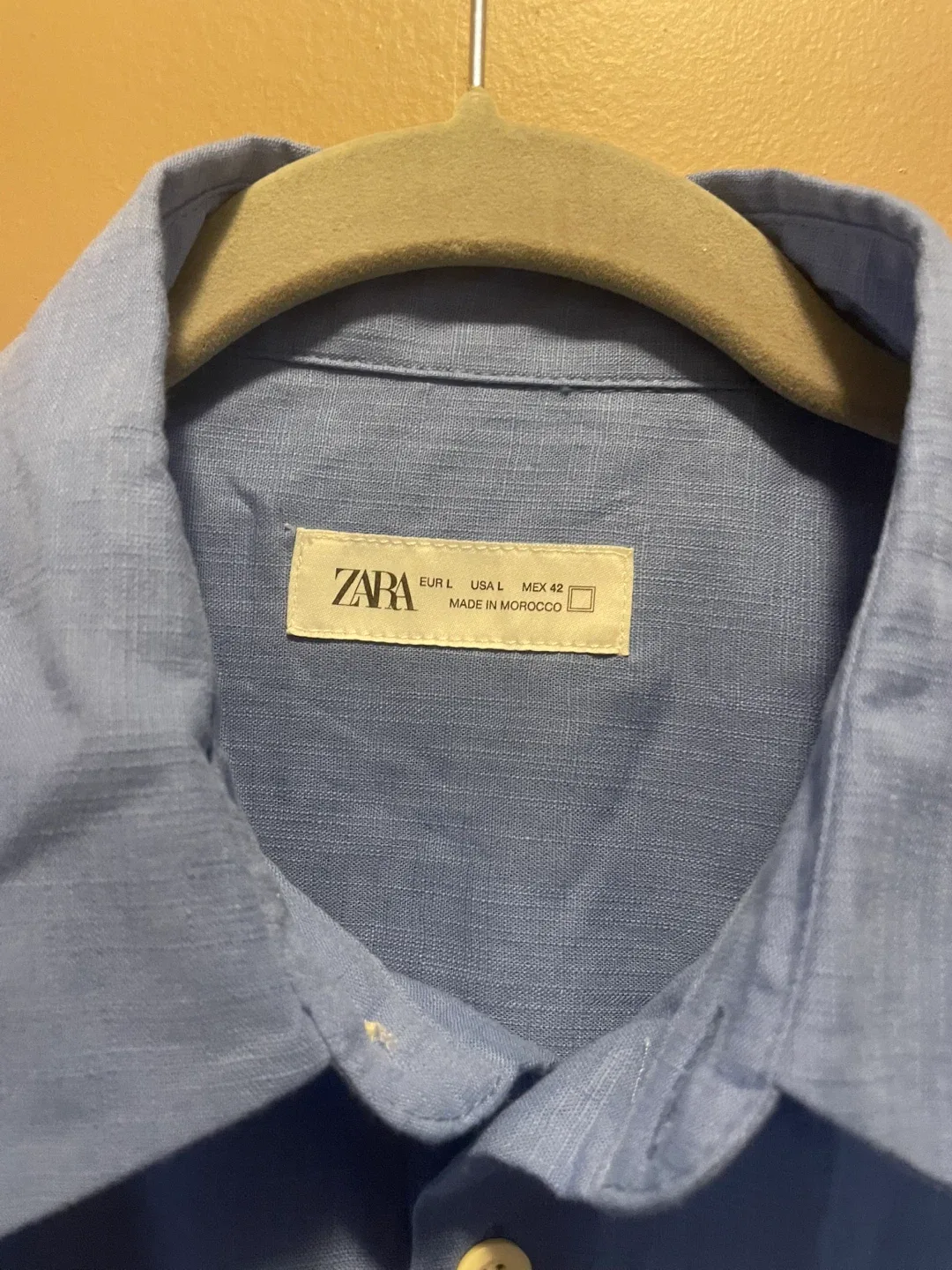 Zara Light Blue Linen Shirt - Size L image indicator(3)