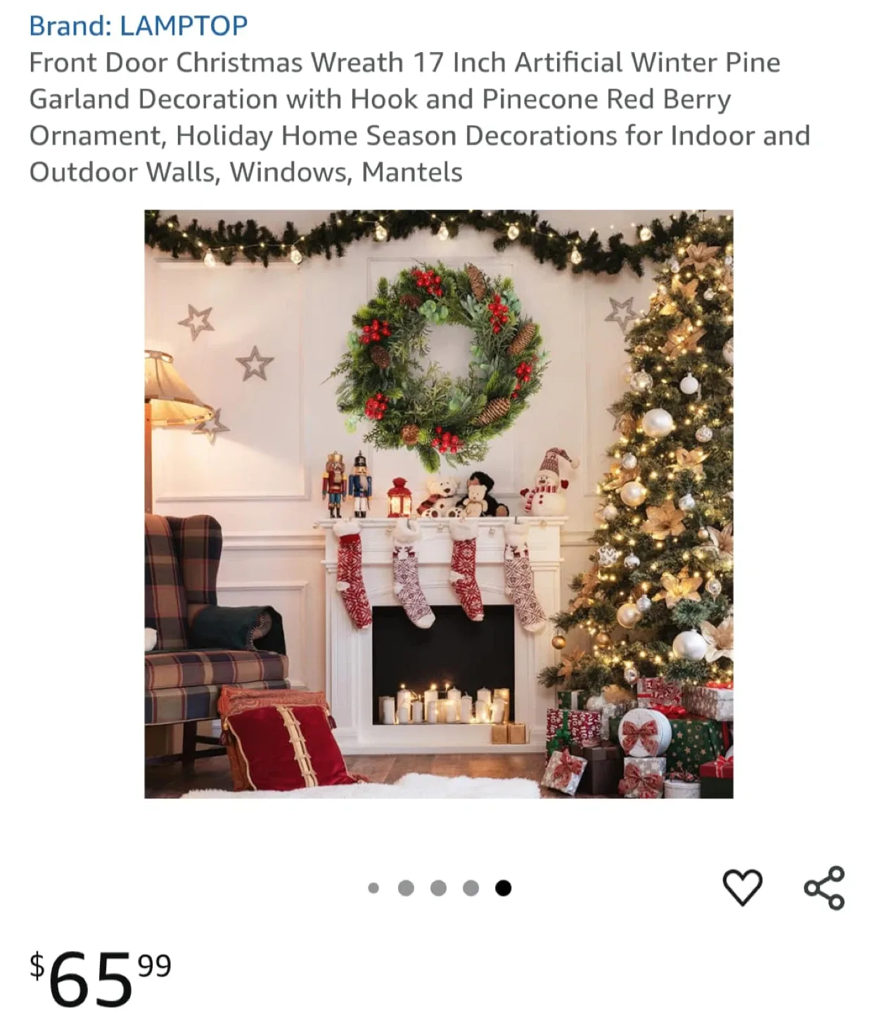 LAMPTOP 17 Inch Christmas Wreath - New image indicator(3)