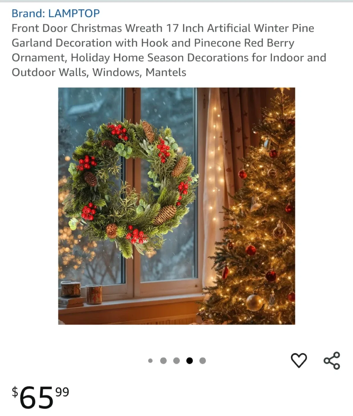 LAMPTOP 17 Inch Christmas Wreath - New image indicator(2)