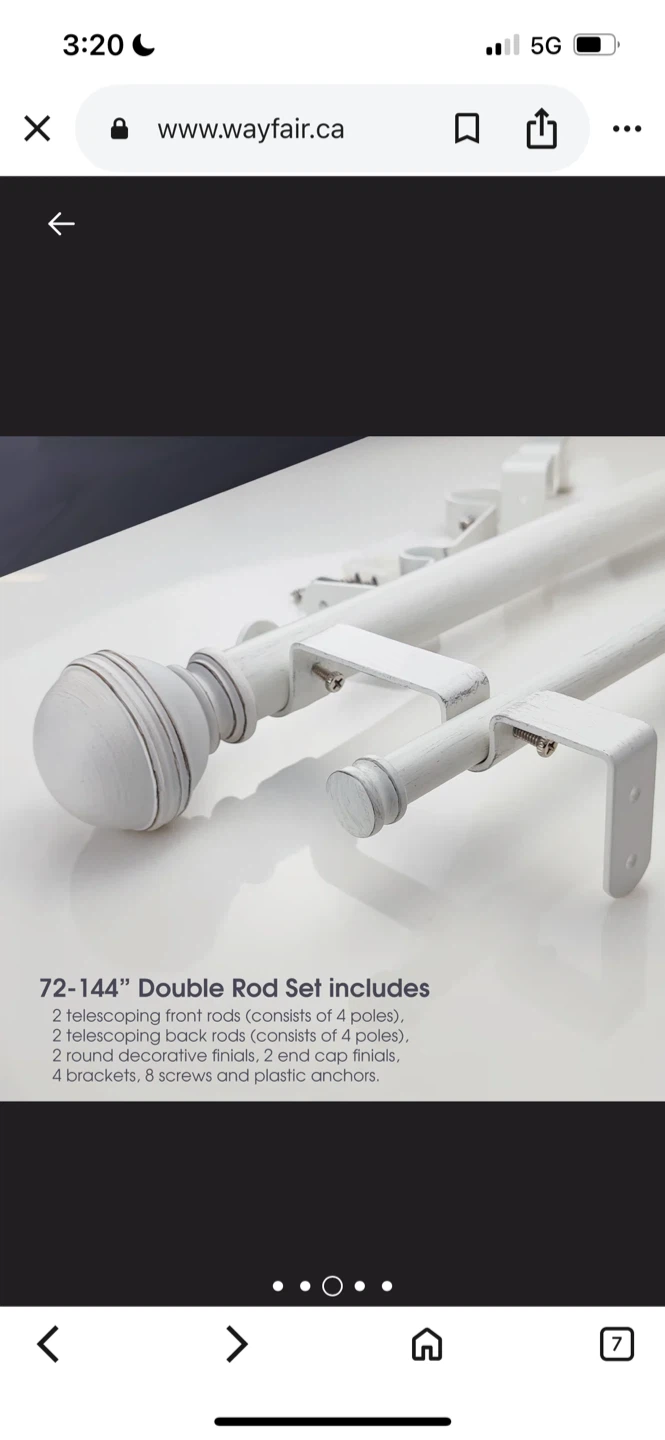 72-144" Bernie’s Adjustable 1.12 Inch Double Curtain Rod - photo 5