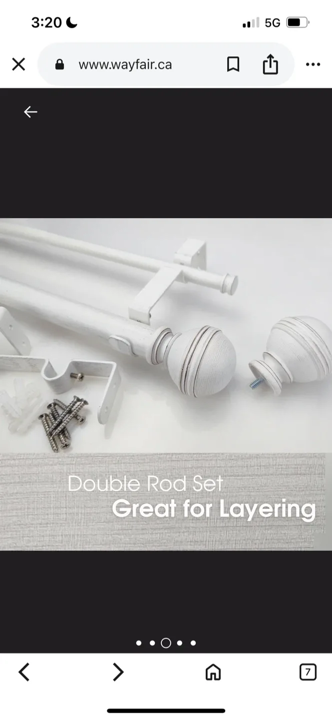 72-144" Bernie’s Adjustable 1.12 Inch Double Curtain Rod image indicator(6)