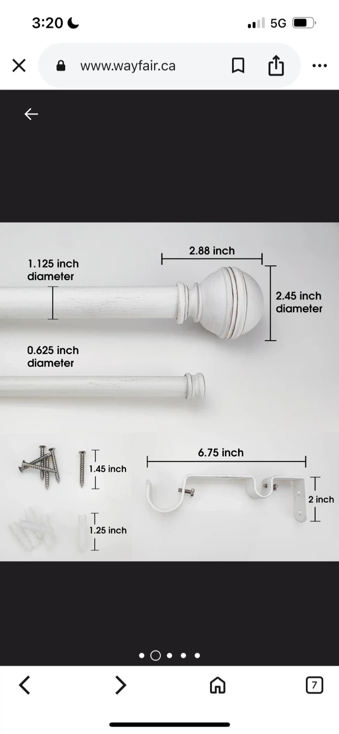 72-144" Bernie’s Adjustable 1.12 Inch Double Curtain Rod - photo 4
