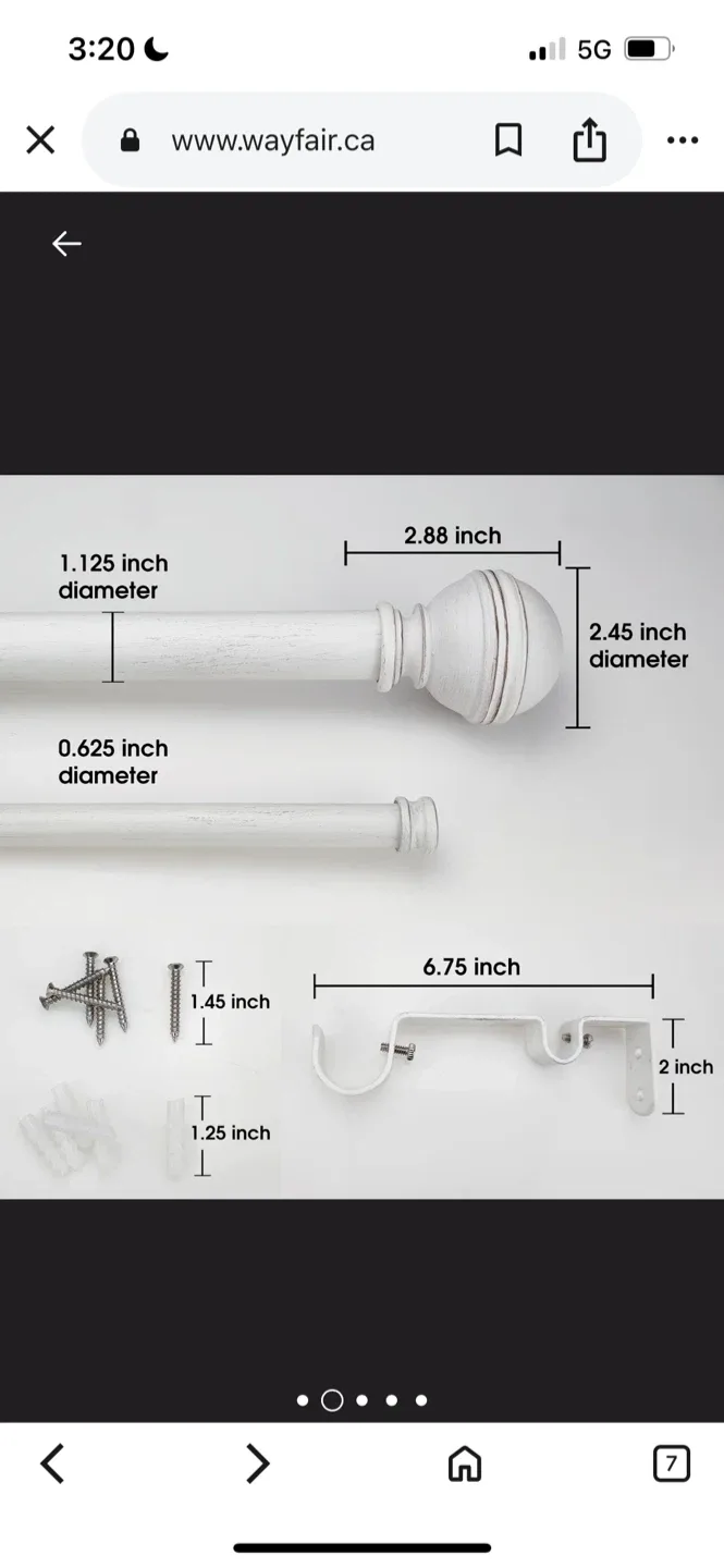 72-144" Bernie’s Adjustable 1.12 Inch Double Curtain Rod image indicator(4)