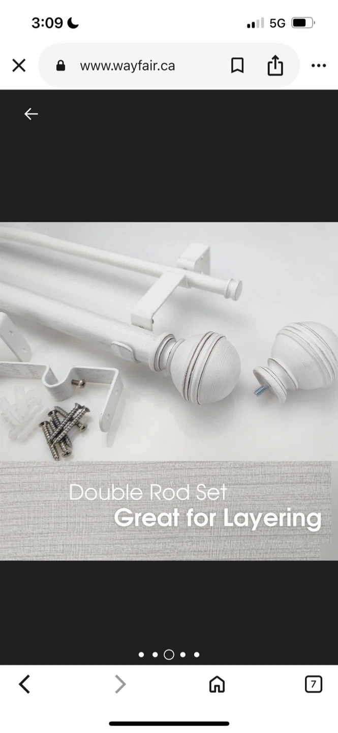 72-144" Bernie’s Adjustable 1.12 Inch Double Curtain Rod - photo 2