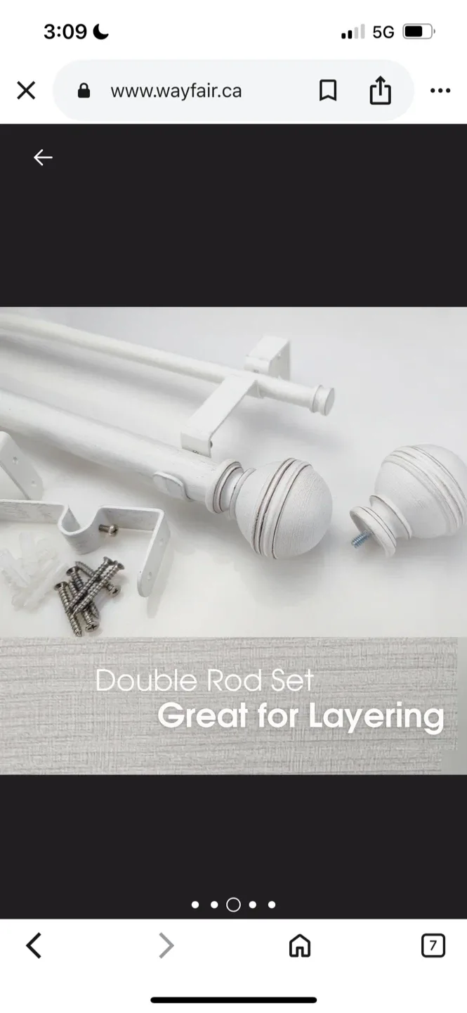 72-144" Bernie’s Adjustable 1.12 Inch Double Curtain Rod image indicator(2)