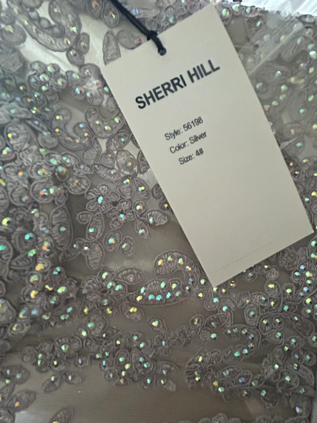BNWT unaltered Sherri Hill Silver Dress - Size 4 image indicator(3)