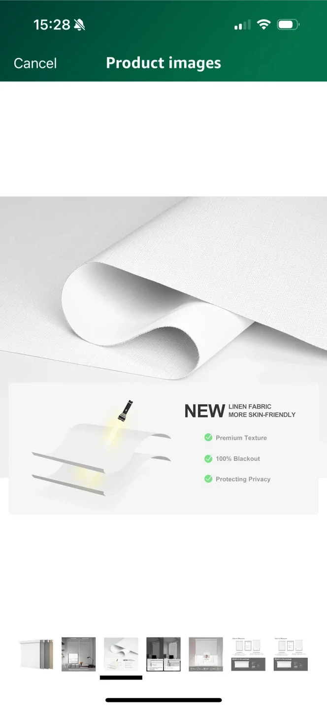 Set of 2 White black out roller shades 32” wide image indicator(3)