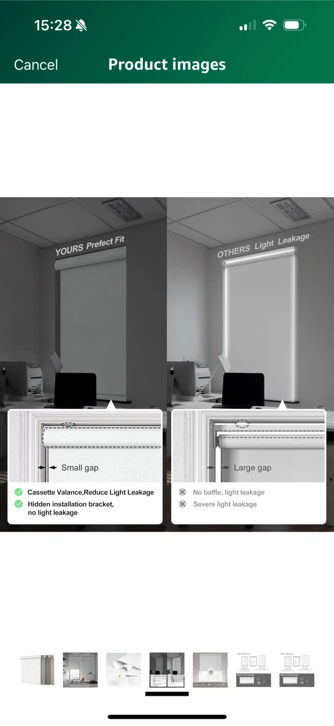 Set of 2 White black out roller shades 32” wide image indicator(4)