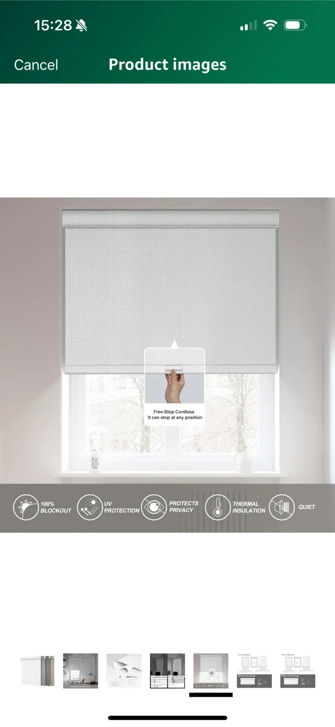 Set of 2 White black out roller shades 32” wide image indicator(5)