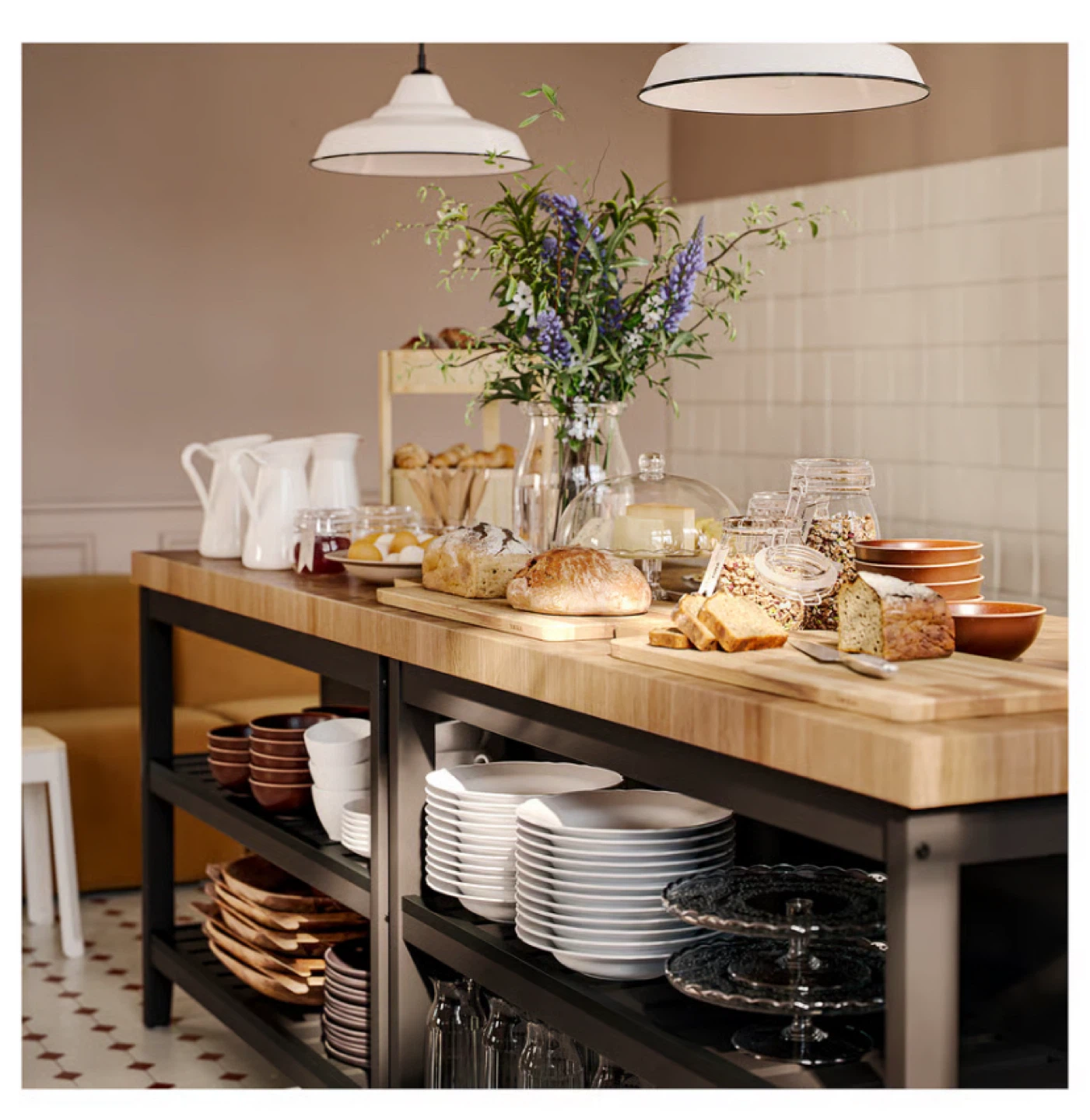 VADHOLMA Kitchen island, black/oak - photo 4