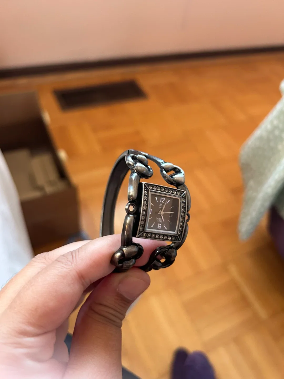 Dark Silver Ladies Bangle Watch (needs batteries) thumbnail