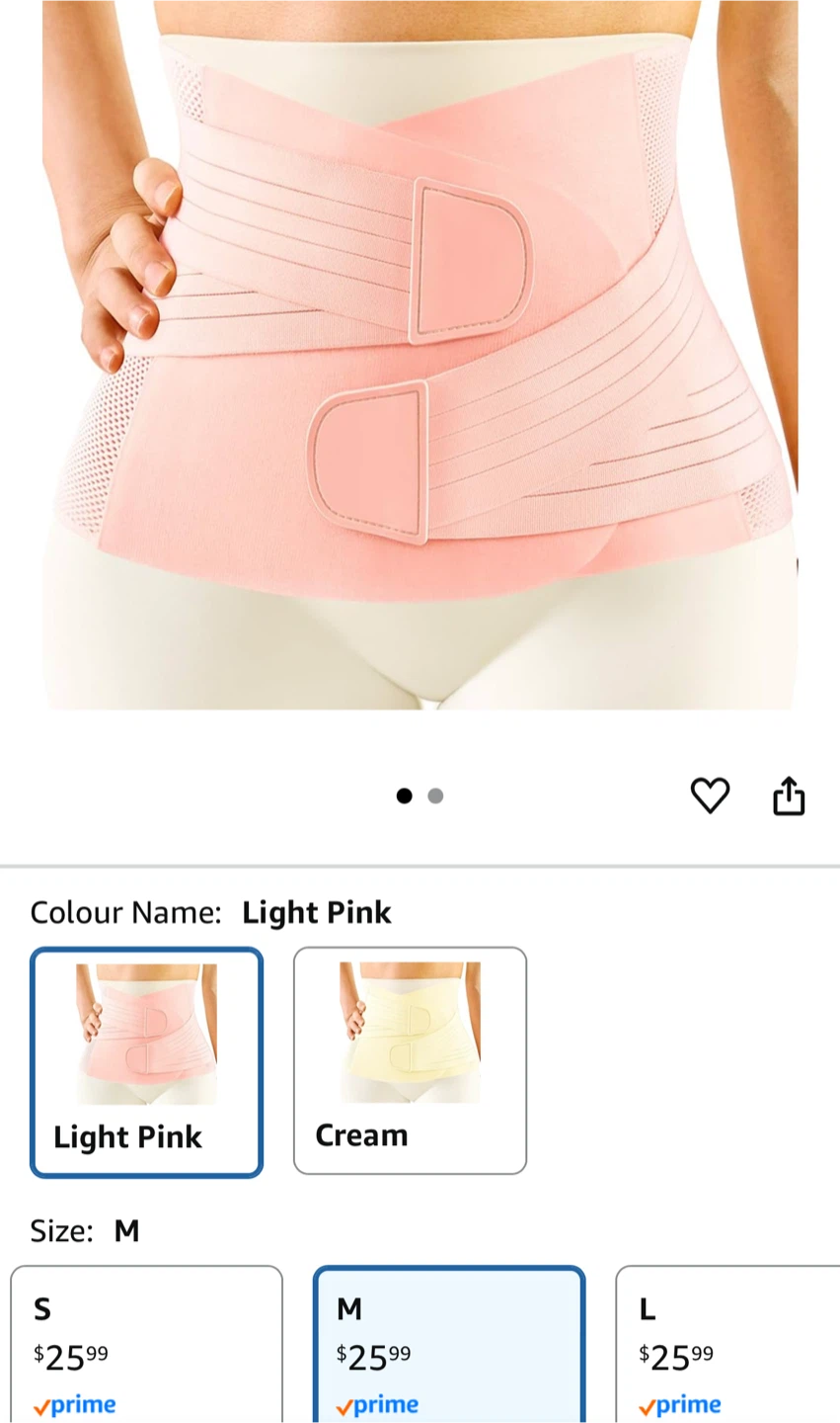 Light Pink Postpartum Belly Band - Size M