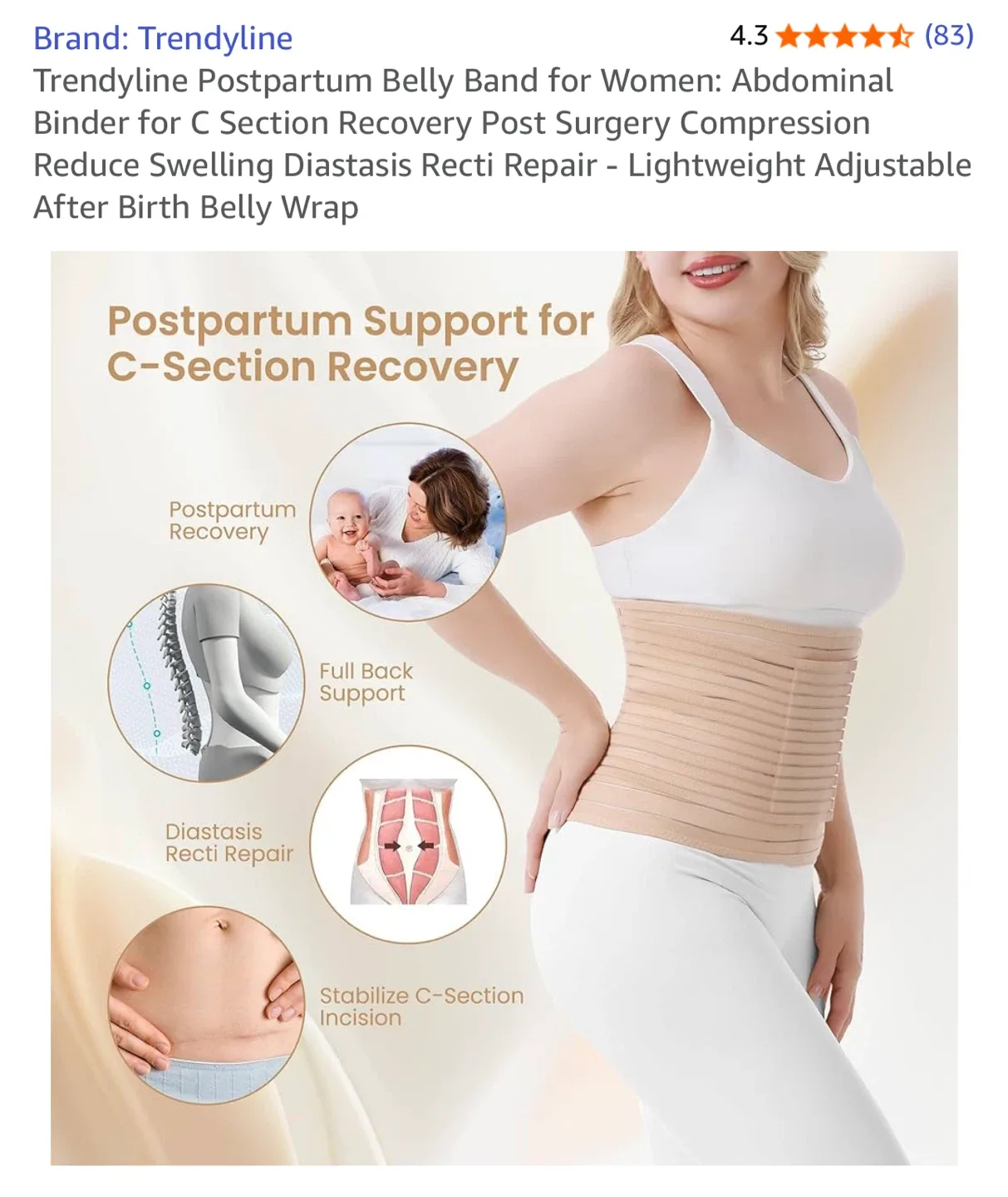 Trendyline Postpartum Belly Band - Beige image indicator(4)