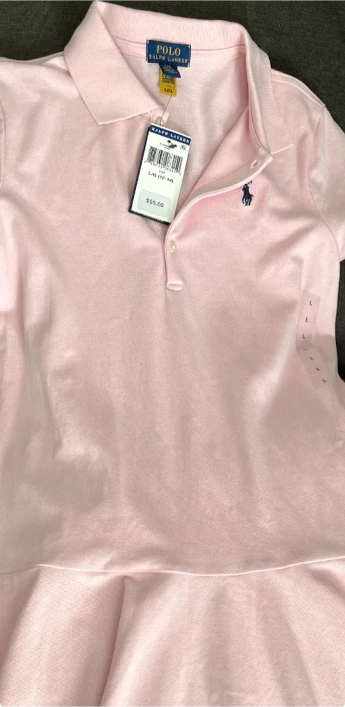 Girls Pink Polo Ralph Lauren Dress image indicator(3)