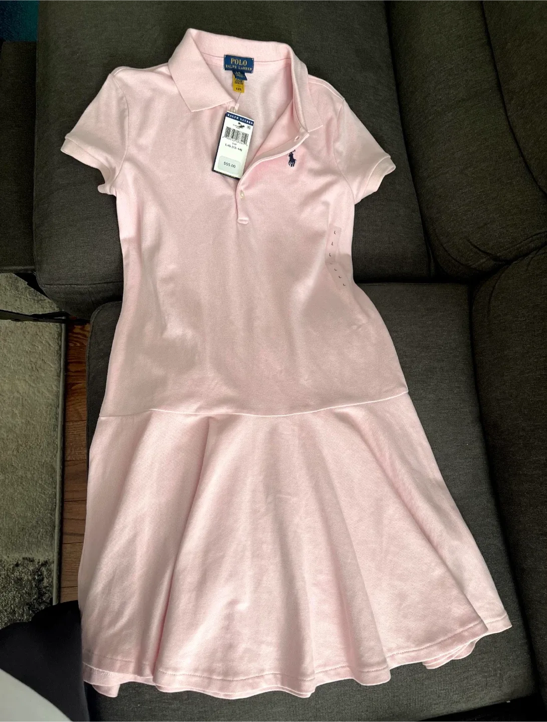 Girls Pink Polo Ralph Lauren Dress image indicator(2)