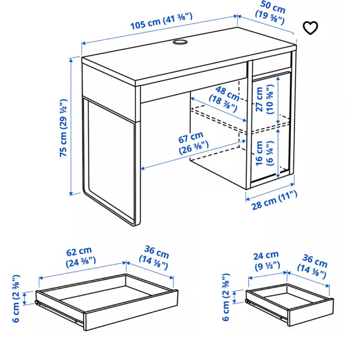 IKEA Micke Desk - Black image indicator(5)