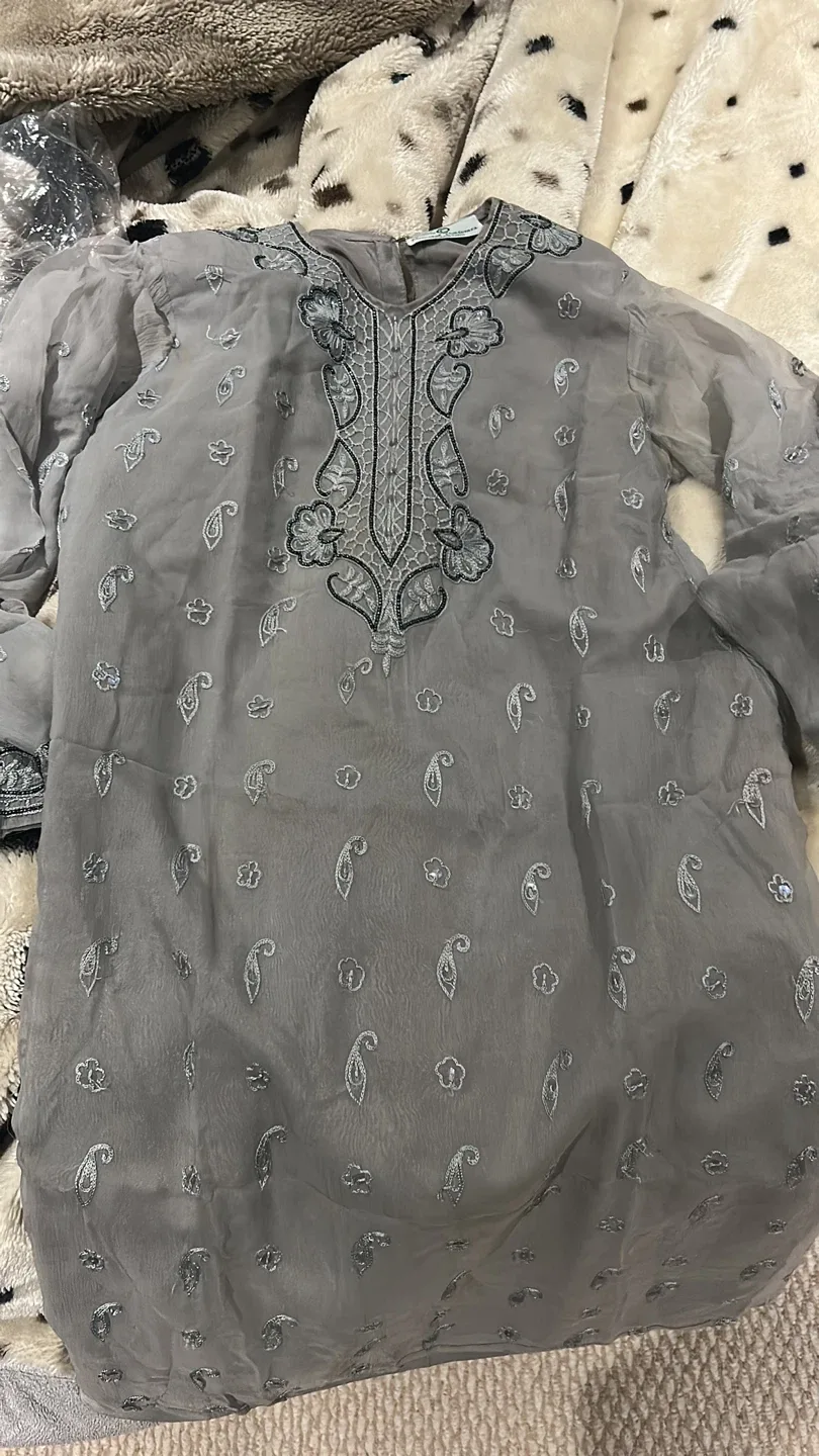 Grey Embroidered Kurti thumbnail