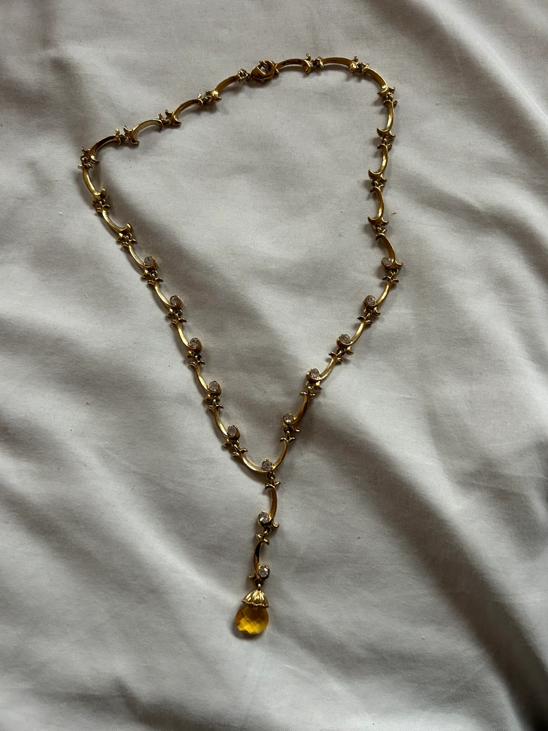 Vintage Gold Tone Necklace with Artificial Gemstone - photo 2