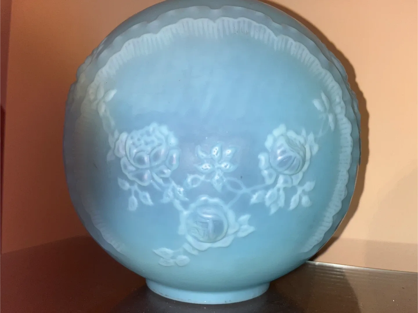 Antique Blue Glass Oil Lamp image indicator(4)