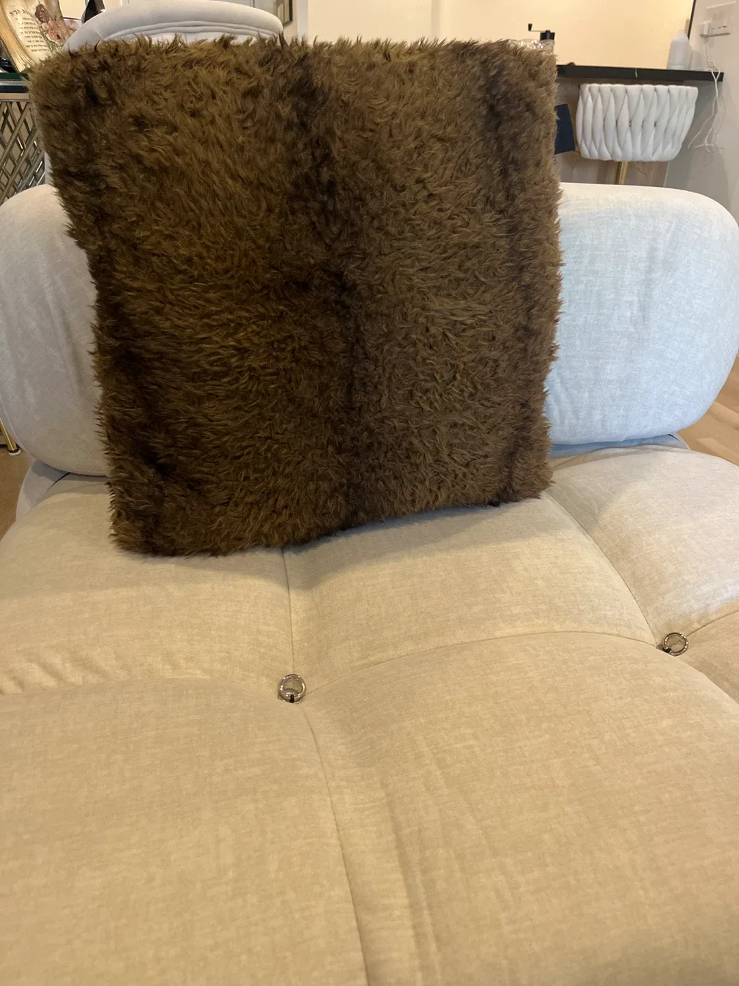 Tahari Home Brown Faux Fur Throw Pillow image indicator(2)