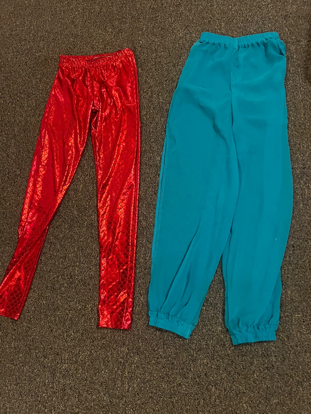 Kids' Red Mermaid Leggings & Blue Harem Pants