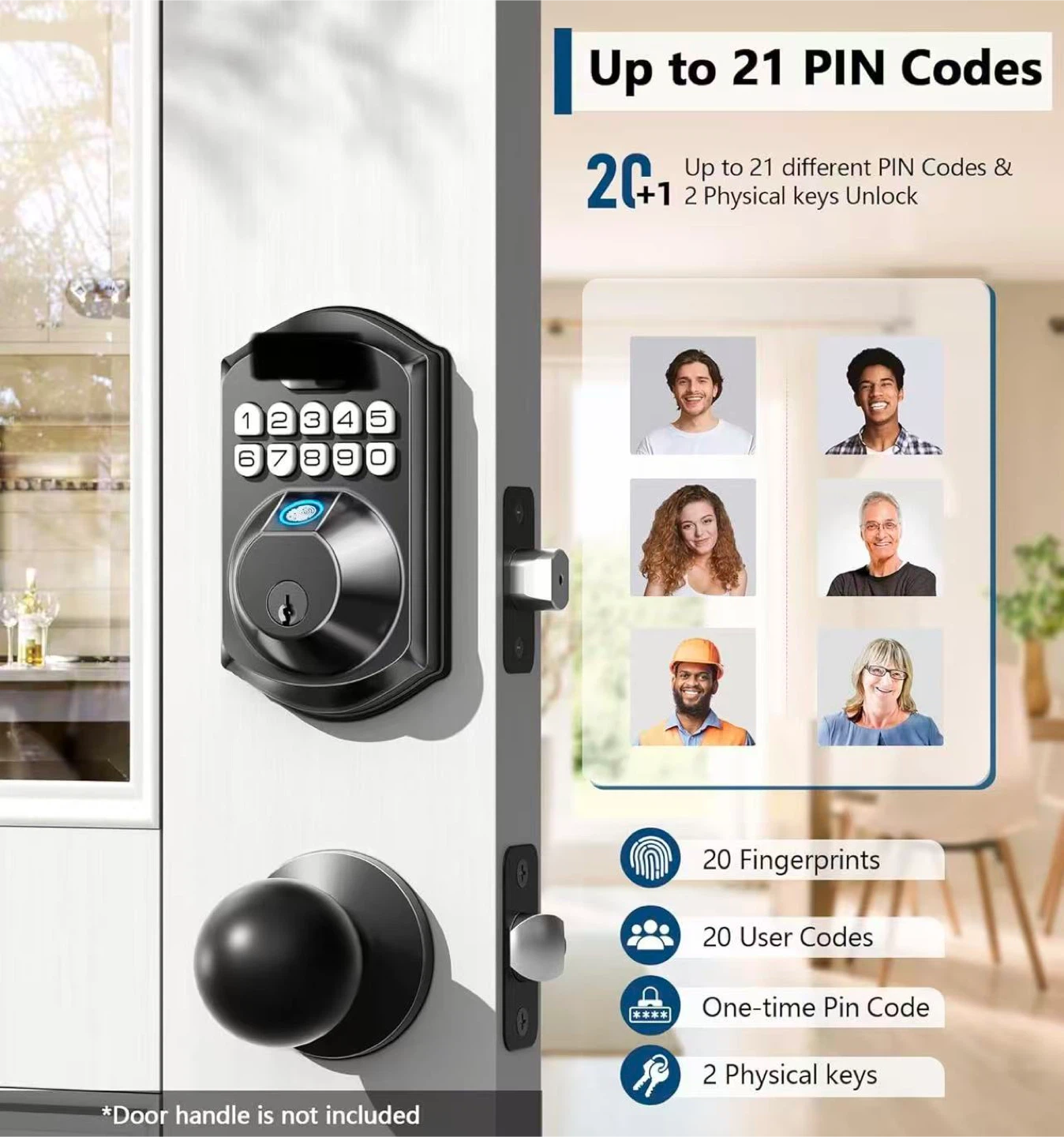 Fingerprint Door Lock Keypad Deadbolt - photo 2