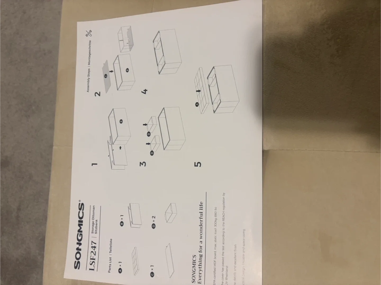 Beige Foldable Storage Ottoman Bench plus 2Mini xtra boxes image indicator(9)