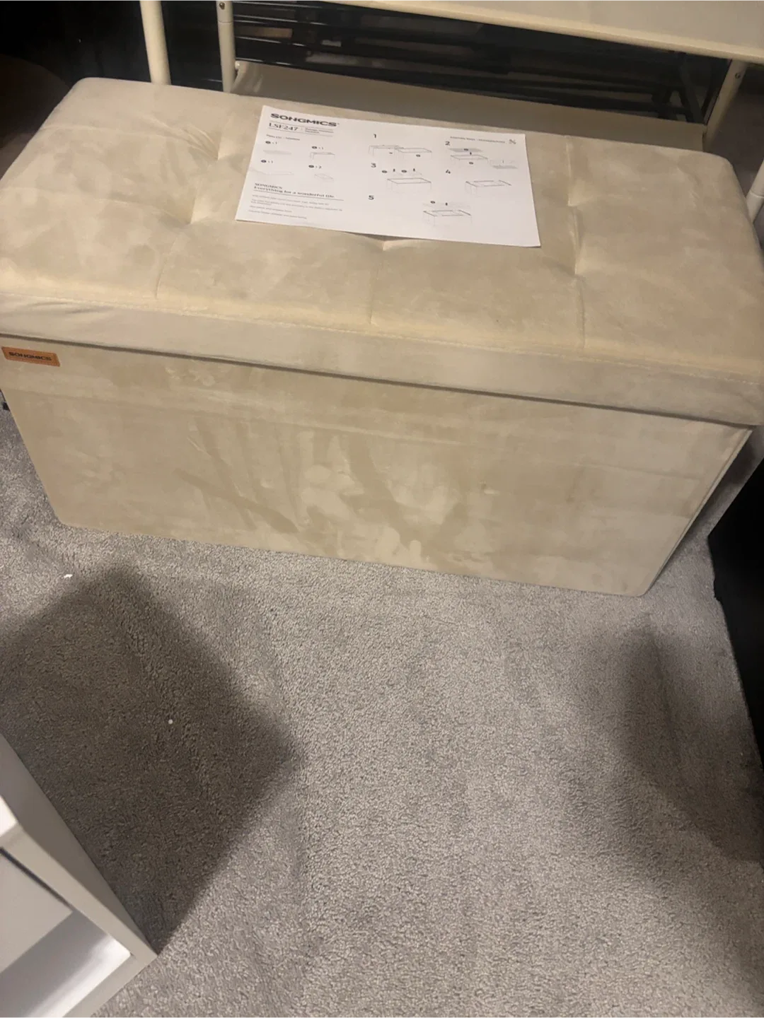 Beige Foldable Storage Ottoman Bench plus 2Mini xtra boxes image indicator(8)