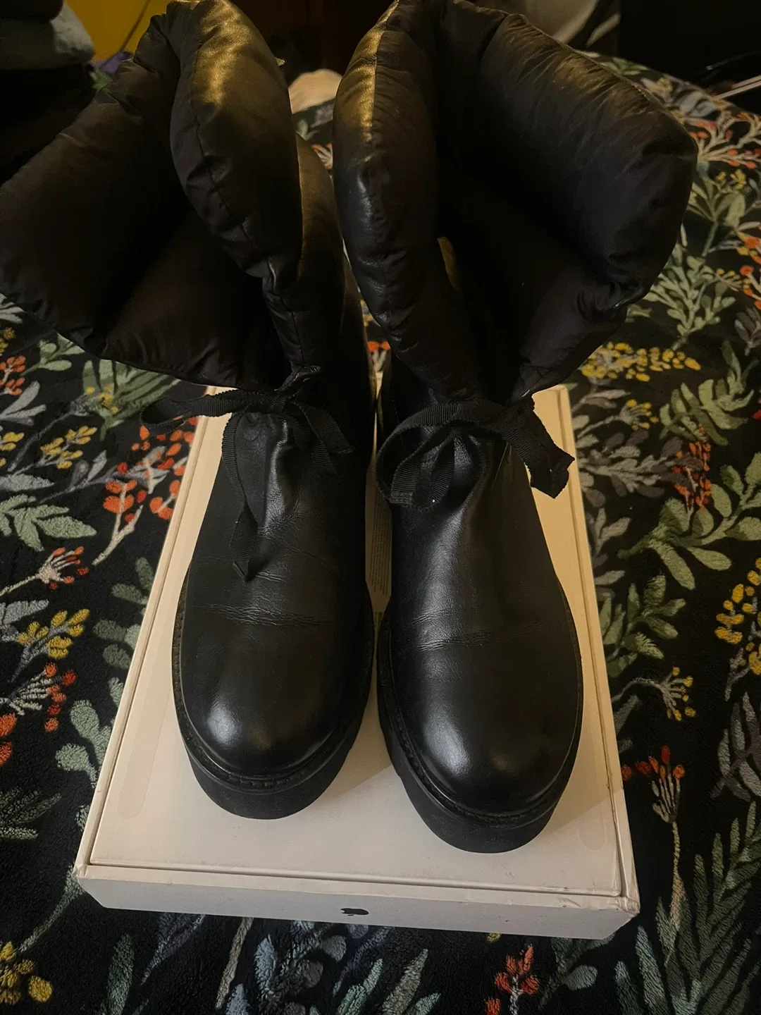 Stuart Weitzman Black Leather Padded Boots