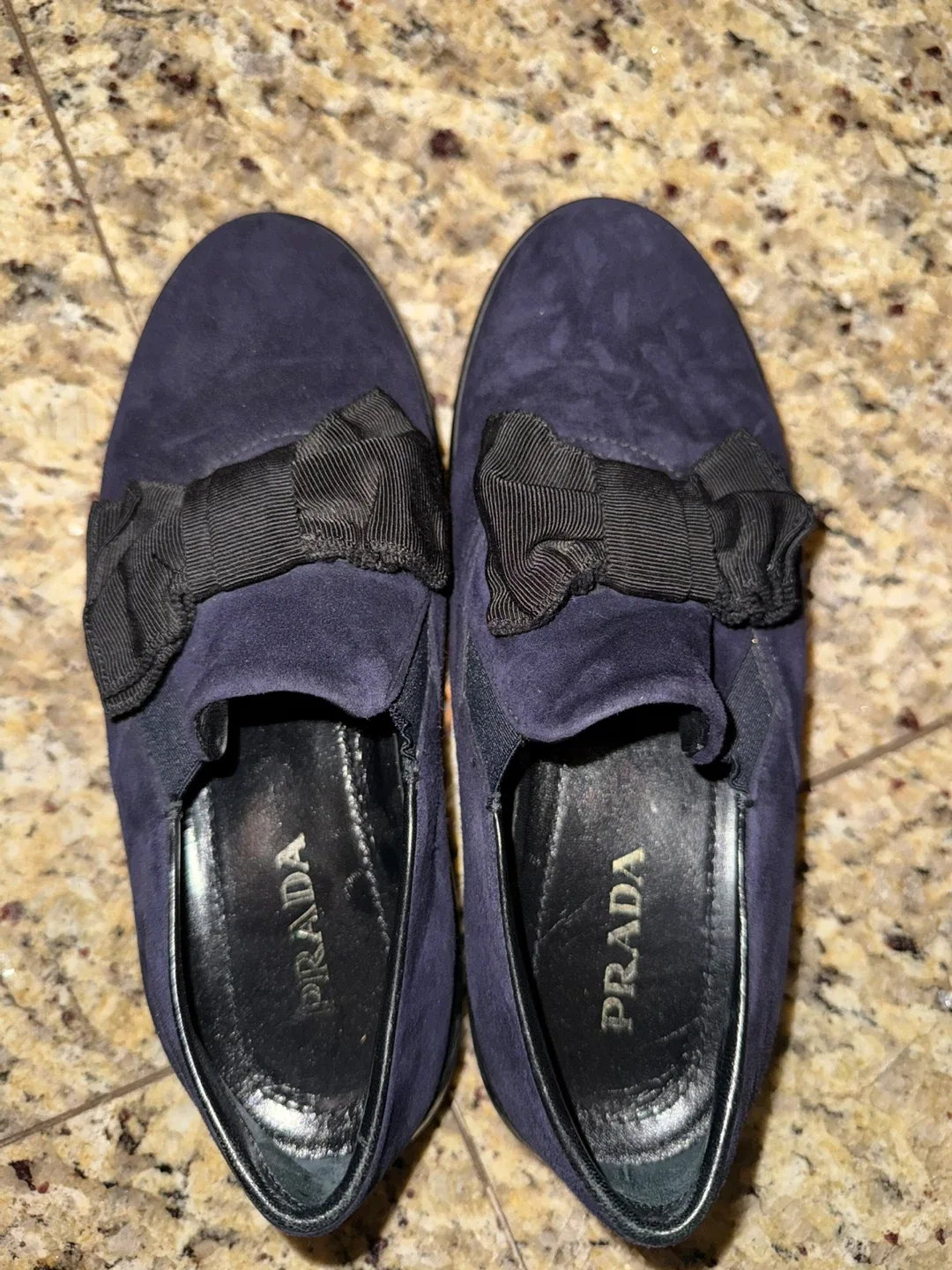 Prada Suede Bow Loafers, Size US 7 image indicator(3)