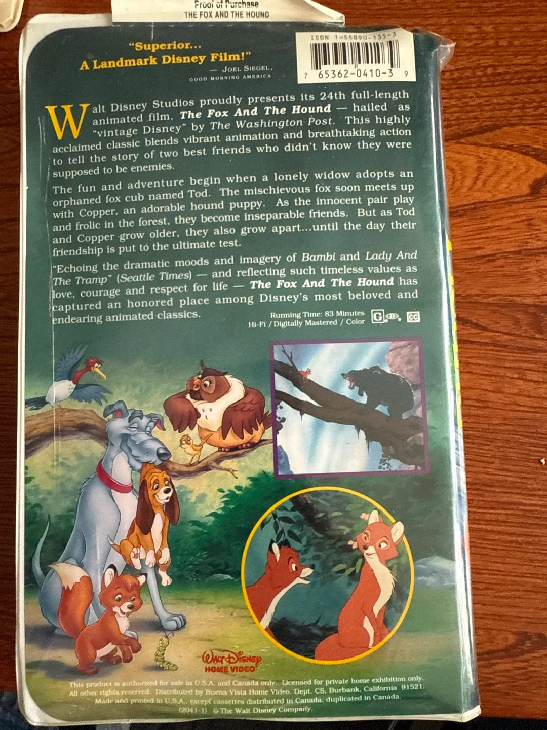 Walt Disney's The Fox and the Hound VHS Tape image indicator(2)