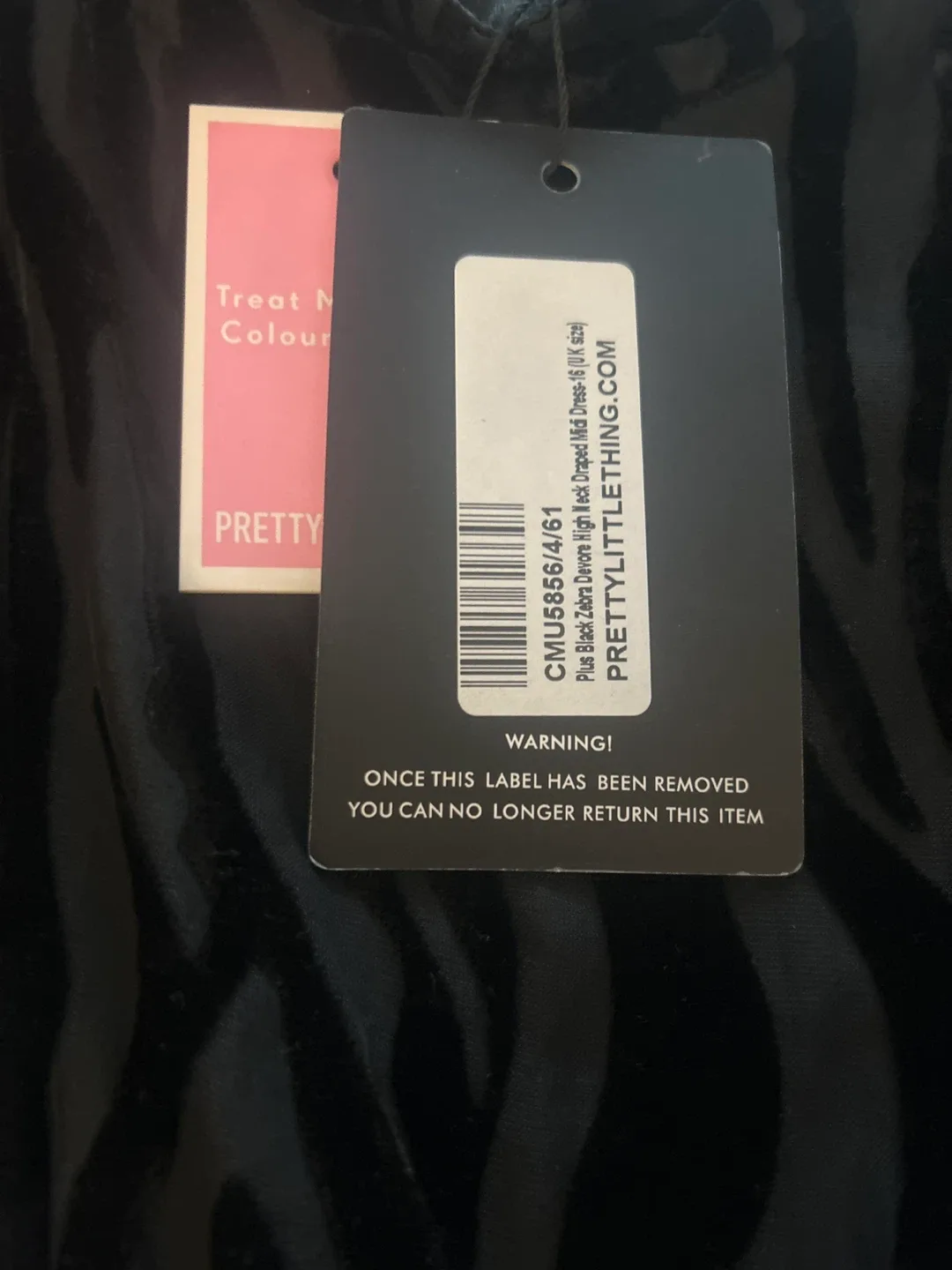 PrettyLittleThing Black Zebra Dress - UK 16 (US 12) image indicator(2)