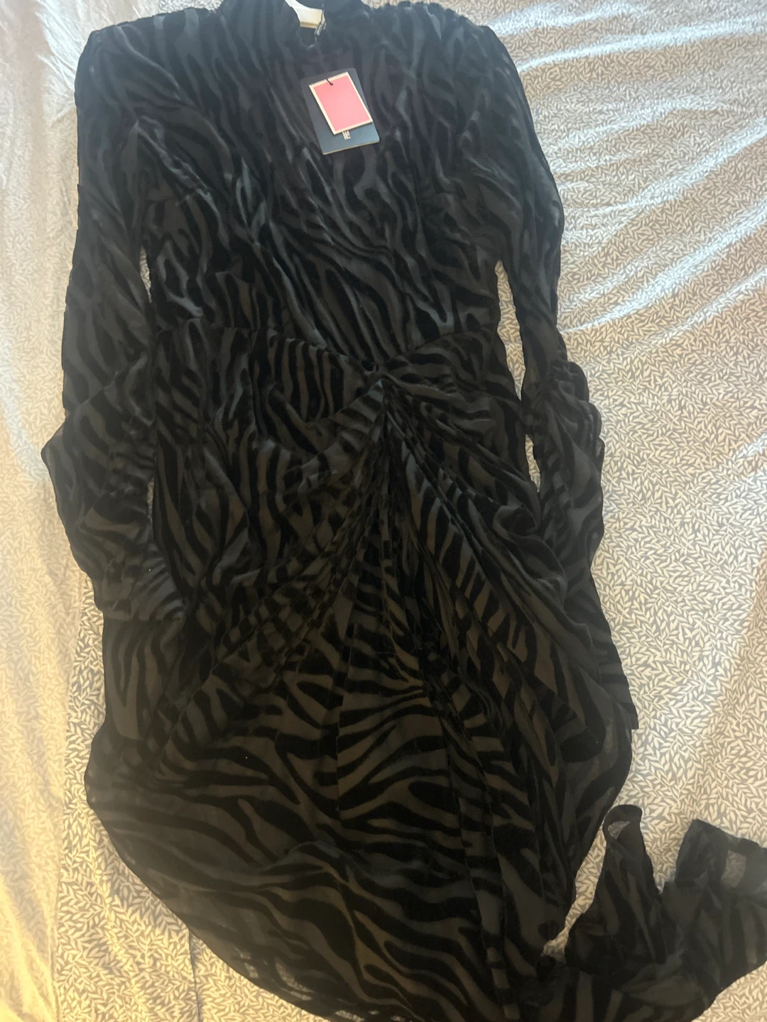PrettyLittleThing Black Zebra Dress - UK 16 (US 12)