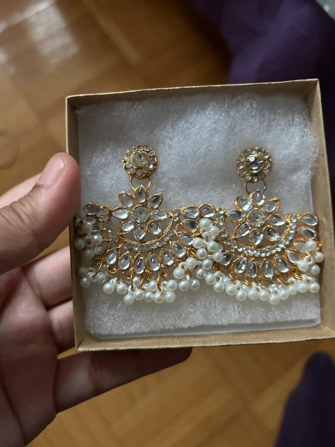 Gold & Pearl Earrings - South Asian style thumbnail