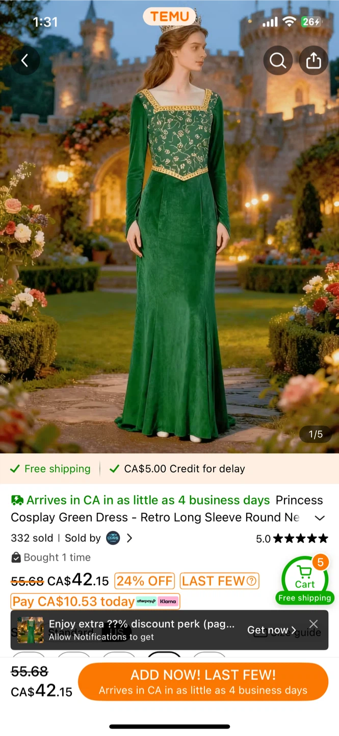 Fiona Princess Cosplay Dress size 6