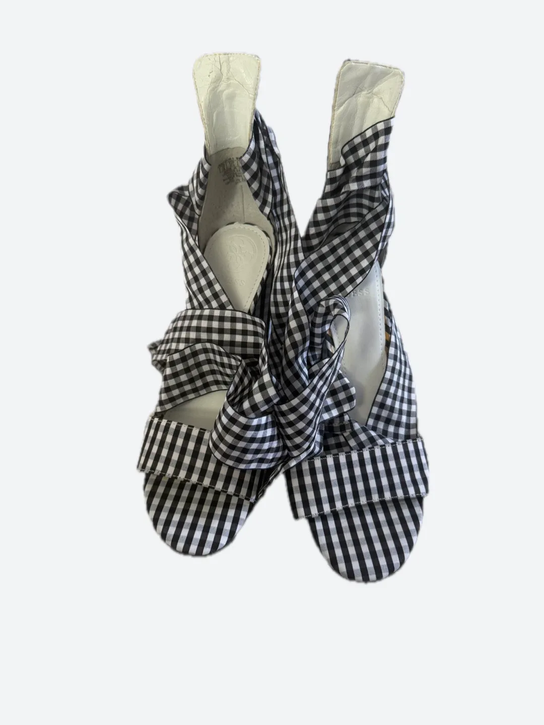 Guess Gingham Tie Up Heels Size 7
