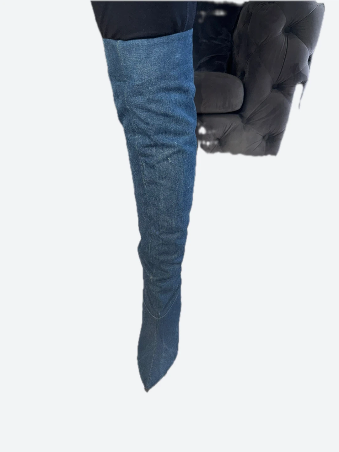 Denim Thigh High Boots - photo 2