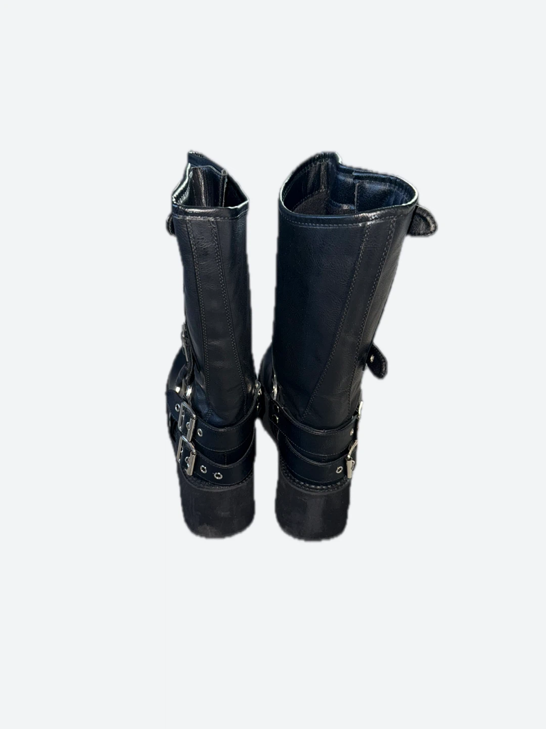 Black Platform Boots with Buckle Details - photo 2
