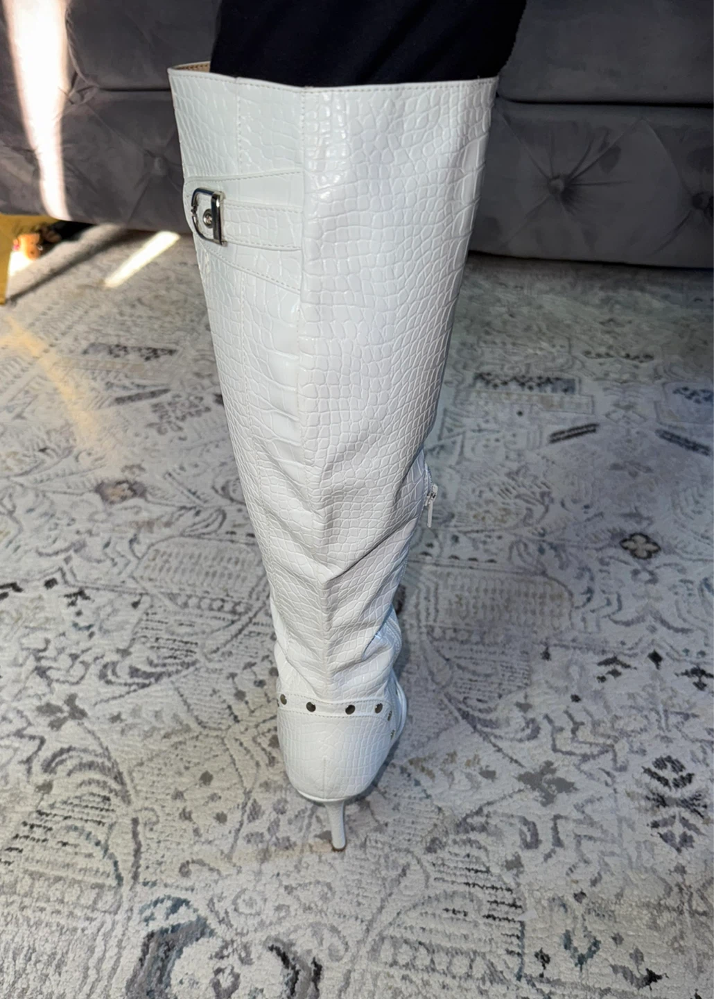 White Knee High Boots, Size 8 - photo 2
